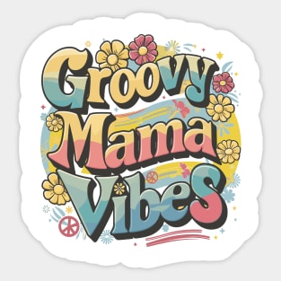 Funky Groovy Mama Vibes Retro Colorful Design Sticker